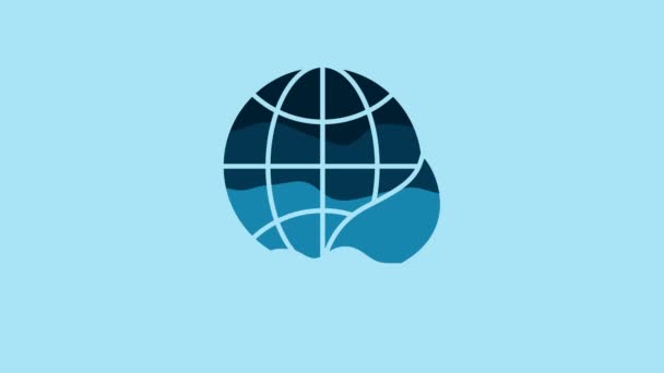 Синій Глобус Листовий Ікона Ізольовані Синьому Фоні Світовий Або Земний — стокове відео
