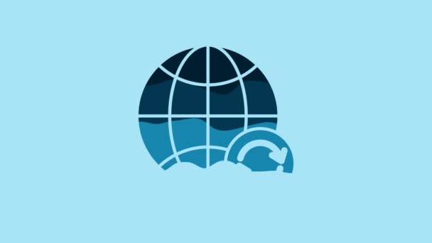 Blue Planet Earth Recycling Icon Isolated Blue Background Environmental Concept — 图库视频影像
