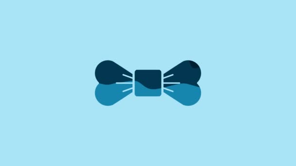 Blue Bow Tie Icon Isolated Blue Background Video Motion Graphic — Video Stock