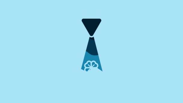Blue Tie Four Leaf Clover Icon Isolated Blue Background Necktie — Stock videók