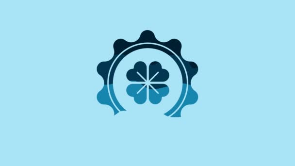 Blue Bottle Cap Four Leaf Clover Icon Isolated Blue Background — Video