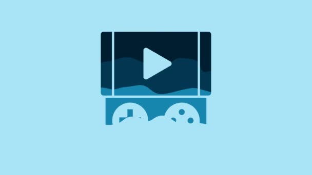 Blue Portable Video Game Console Icon Isolated Blue Background Gamepad — Αρχείο Βίντεο