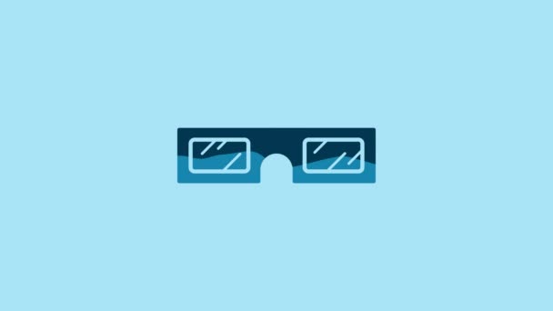 Blue Cinema Glasses Icon Isolated Blue Background Video Motion Graphic — Wideo stockowe