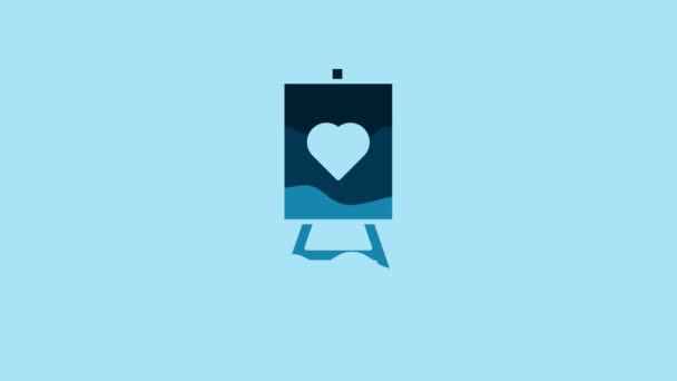 Blue Wood Easel Painting Art Boards Heart Icon Isolated Blue — Wideo stockowe