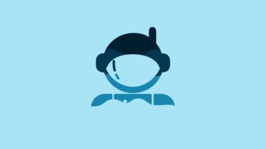 Blue Astronaut icon isolated on blue background. 4K Video motion graphic animation.