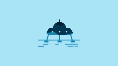 Blue Mars rover icon isolated on blue background. Space rover. Moonwalker sign. Apparatus for studying planets surface. 4K Video motion graphic animation.