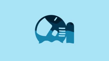 Blue Astronaut helmet icon isolated on blue background. 4K Video motion graphic animation.