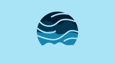 Blue Planet icon isolated on blue background. 4K Video motion graphic animation.