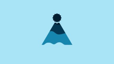 Blue Christmas Santa Claus hat icon isolated on blue background. Merry Christmas and Happy New Year. 4K Video motion graphic animation.