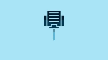Blue Music stand icon isolated on blue background. Musical equipment. 4K Video motion graphic animation.