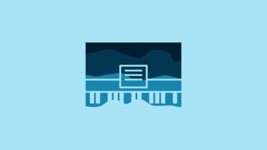 Blue Piano icon isolated on blue background. Musical instrument. 4K Video motion graphic animation.