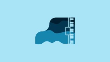 Blue Grand piano icon isolated on blue background. Musical instrument. 4K Video motion graphic animation.