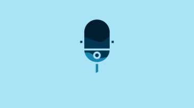 Blue Microphone icon isolated on blue background. On air radio mic microphone. Speaker sign. 4K Video motion graphic animation.