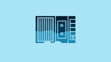 Blue Music tape player icon isolated on blue background. Portable music device. 4K Video motion graphic animation.