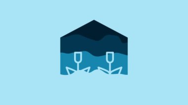 Blue Home greenhouse and plants icon isolated on blue background. 4K Video motion graphic animation.