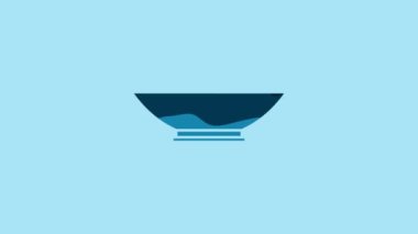 Blue Bowl icon isolated on blue background. 4K Video motion graphic animation.