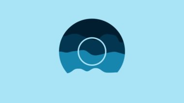 Blue Plate icon isolated on blue background. Cutlery symbol. Restaurant sign. 4K Video motion graphic animation.