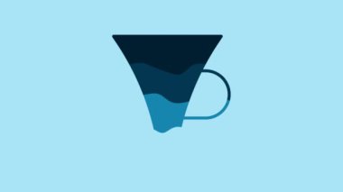 Blue Funnel or filter icon isolated on blue background. 4K Video motion graphic animation.