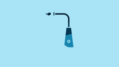 Blue Long electric lighter icon isolated on blue background. 4K Video motion graphic animation.
