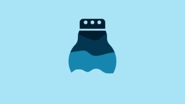 Blue Salt and pepper icon isolated on blue background. Cooking spices. 4K Video motion graphic animation.