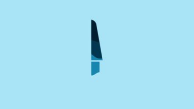 Blue Knife icon isolated on blue background. Cutlery symbol. 4K Video motion graphic animation.