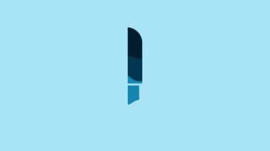 Blue Knife icon isolated on blue background. Cutlery symbol. 4K Video motion graphic animation.