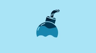 Blue Bomb ready to explode icon isolated on blue background. Happy Halloween party. 4K Video motion graphic animation.
