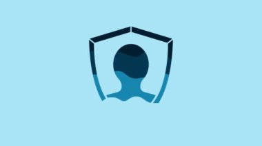 Blue User protection icon isolated on blue background. Secure user login, password protected, personal data protection, authentication. 4K Video motion graphic animation.