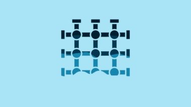 Blue Prison window icon isolated on blue background. 4K Video motion graphic animation.