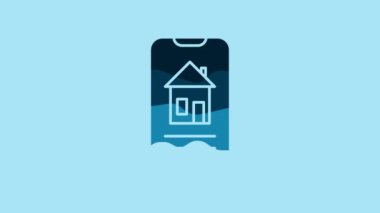Blue Smart home icon isolated on blue background. Remote control. 4K Video motion graphic animation.