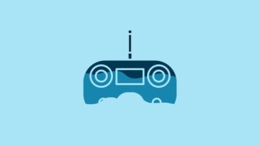 Blue Remote control icon isolated on blue background. 4K Video motion graphic animation.