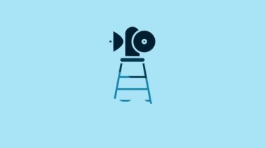 Blue Antenna icon isolated on blue background. Radio antenna wireless. Technology and network signal radio antenna. 4K Video motion graphic animation.