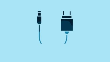 Blue Charger icon isolated on blue background. 4K Video motion graphic animation.
