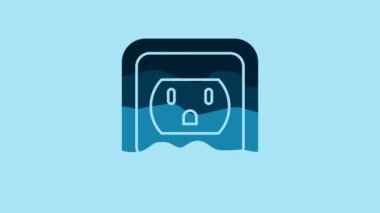 Blue Electrical outlet in the USA icon isolated on blue background. Power socket. 4K Video motion graphic animation.