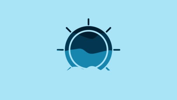 Blue Sun Icon Isolated Blue Background Video Motion Graphic Animation — Stockvideo