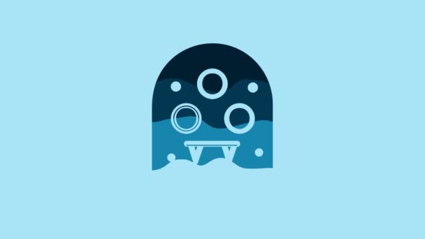 Blue Alien Icon Isolated Blue Background Extraterrestrial Alien Face Head — 图库视频影像