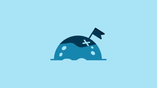 Blue Planet Flag Icon Isolated Blue Background Video Motion Graphic — 图库视频影像