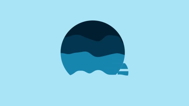 Blue Planet Icon Isolated Blue Background Video Motion Graphic Animation — Stockvideo