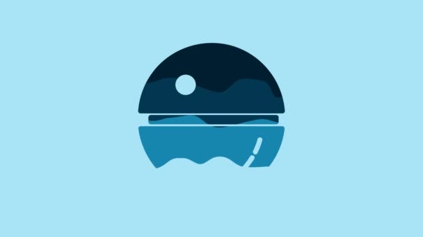 Blue Death Star Icon Isolated Blue Background Video Motion Graphic — 图库视频影像