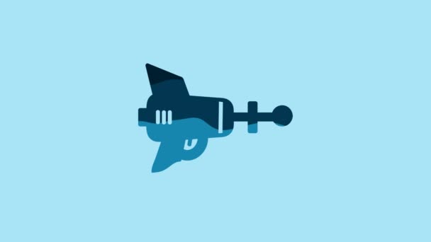 Blue Ray Gun Icon Isolated Blue Background Laser Weapon Space — Stock video