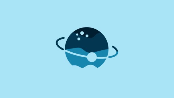 Blue Planet Icon Isolated Blue Background Video Motion Graphic Animation — Vídeo de Stock