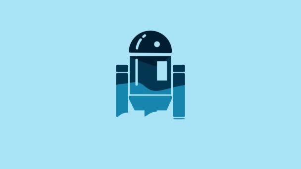 Blue Robot Icon Isolated Blue Background Video Motion Graphic Animation — Vídeo de Stock
