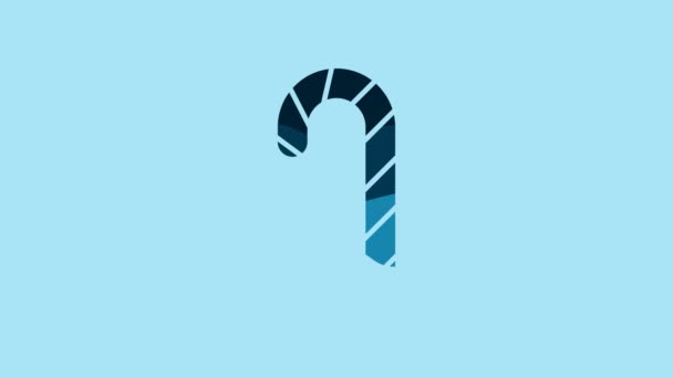 Blue Christmas Candy Cane Stripes Icon Isolated Blue Background Merry — Αρχείο Βίντεο