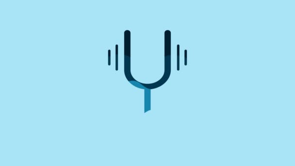 Blue Musical Tuning Fork Tuning Musical Instruments Icon Isolated Blue — ストック動画