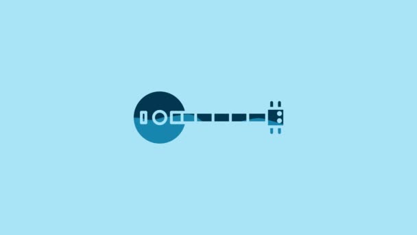 Blue Banjo Icon Isolated Blue Background Musical Instrument Video Motion — 비디오