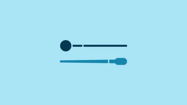 Blue Drum Sticks Icon Isolated Blue Background Musical Instrument Video — Stockvideo