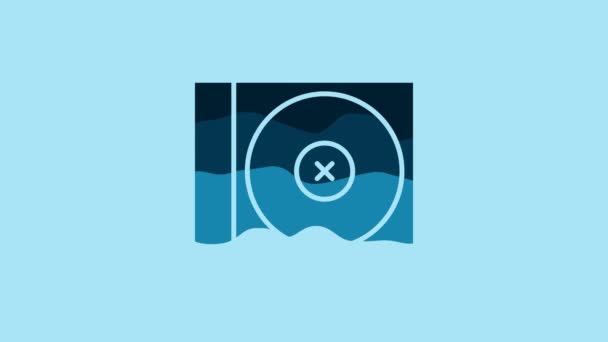 Синій Або Dvd Диск Ізольовані Синьому Фоні Компактний Знак Диска — стокове відео