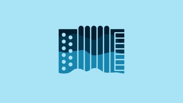 Blue Musical Instrument Accordion Icon Isolated Blue Background Classical Bayan — Vídeos de Stock