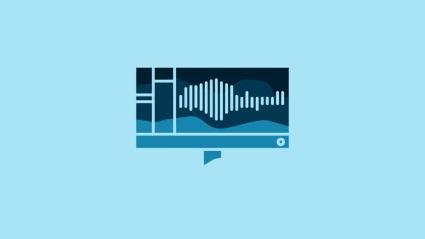 Blue Sound Audio Recorder Editor Software Computer Monitor Icon Isolated — Vídeo de Stock