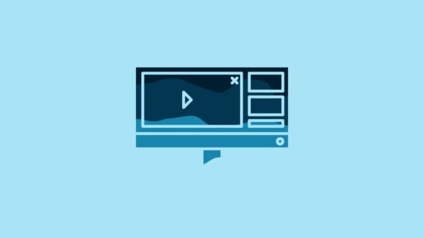 Blue Video Recorder Editor Software Computer Monitor Icon Isolated Blue — Vídeo de stock